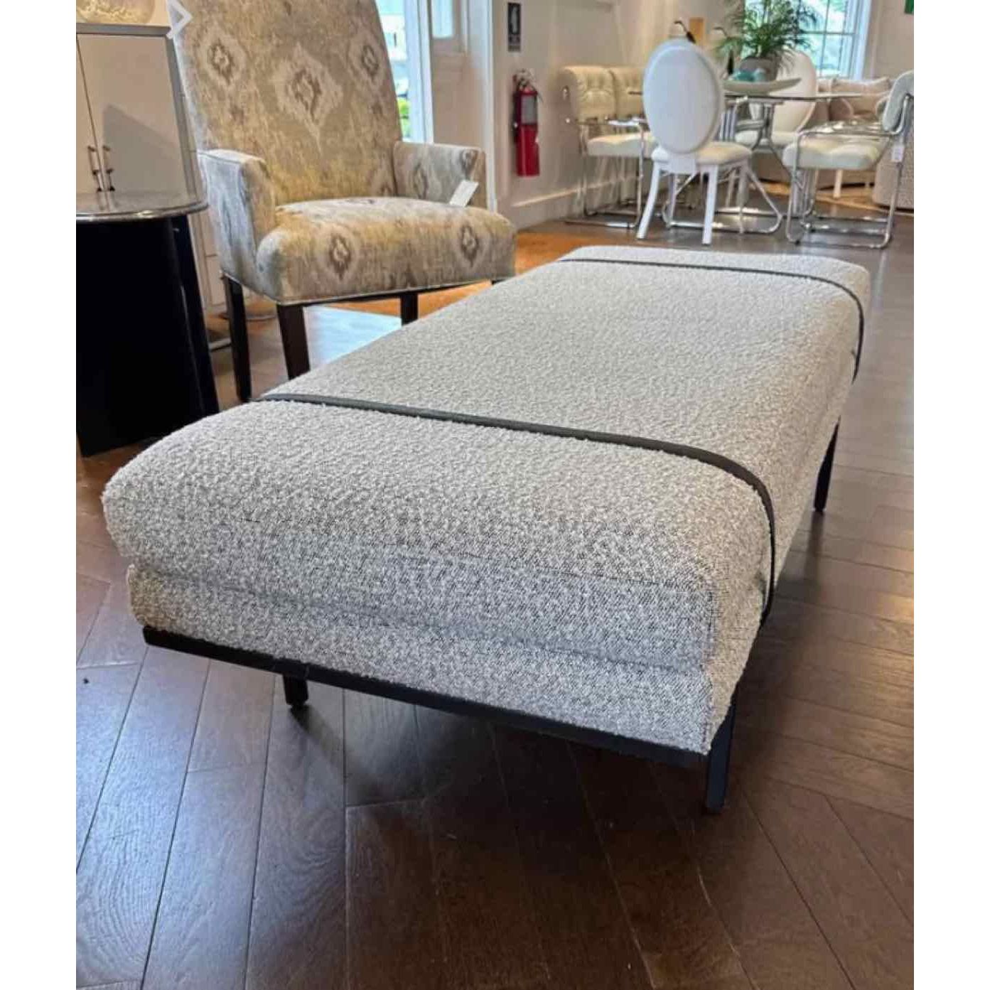 Ronan Modern Classic Grey Performance Upholstered Seat & Black Iron Frame Bench