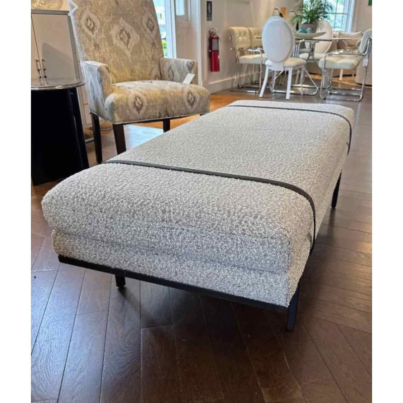 Ronan Modern Classic Grey Performance Upholstered Seat & Black Iron Frame Bench