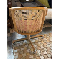 PAIR of Ash Caned Rolling Chairs by Ward Bennett for Brickel