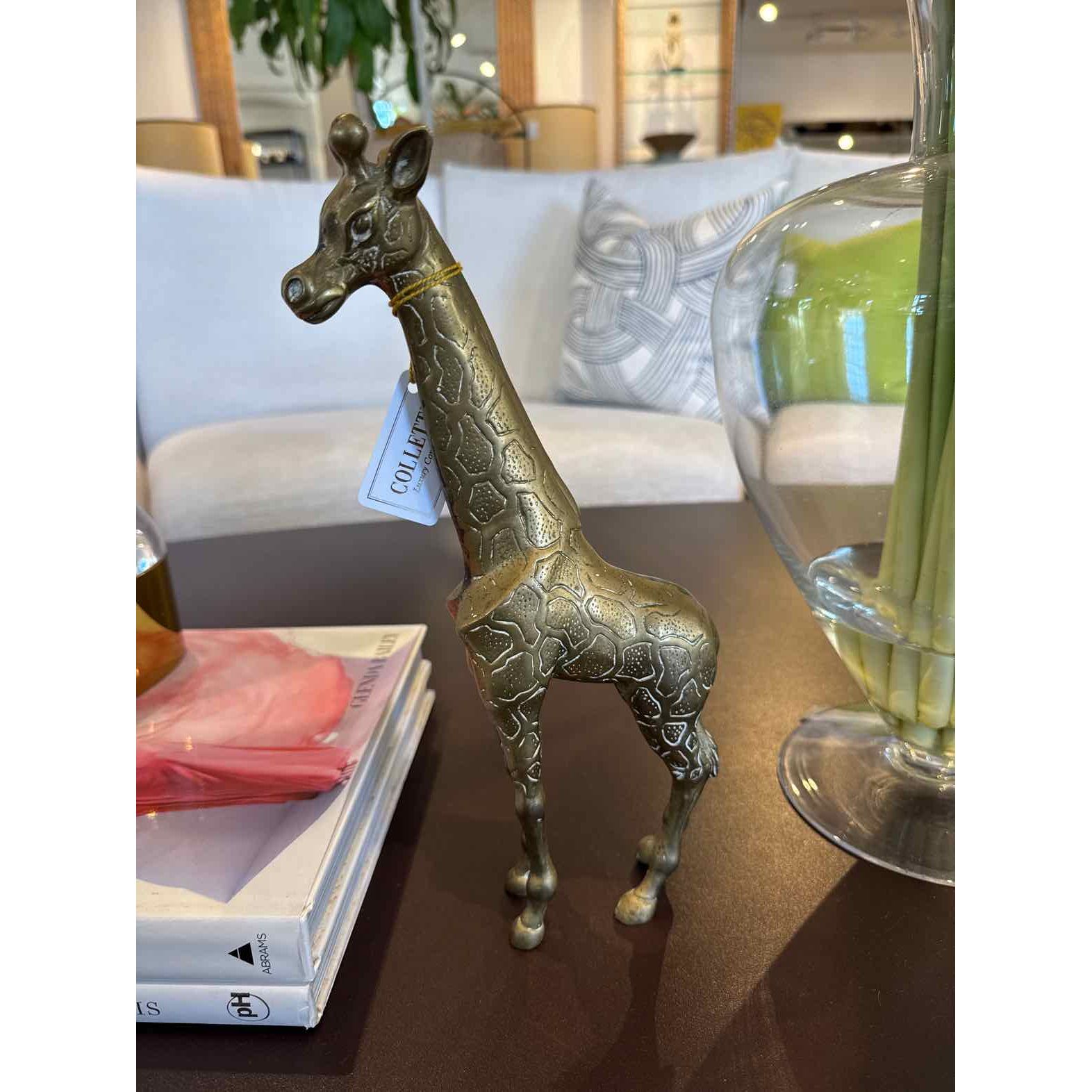 Vintage Brass MCM Giraffe Statue 7"L x 3"W x 12.5"H