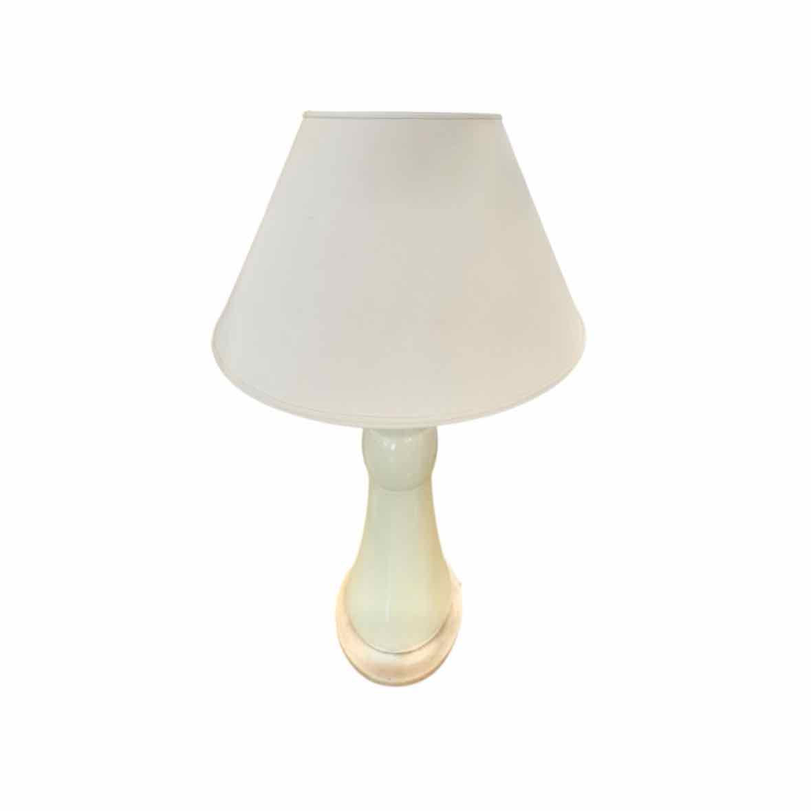 Vintage Italian Crackling Sage Green Ceramic Table Lamp w/ Shade