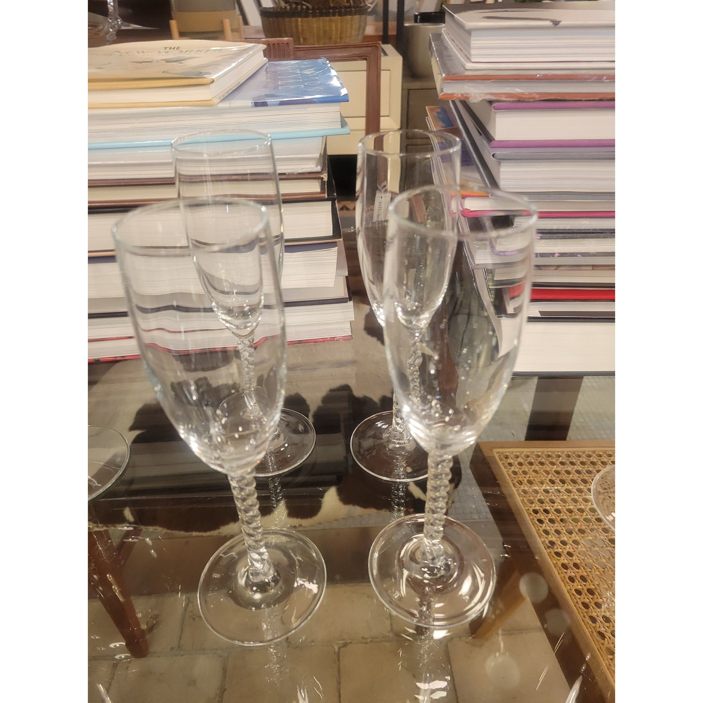 SET of 4 Fluted Champagne Glasses