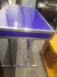 Violet Poly & Chrome 2-Drawer Desk w/o Keys (AS IS)
