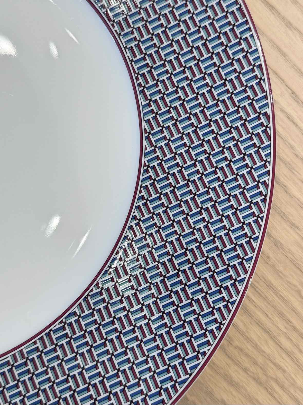 Hermes Tie Set Porcelain Salad / Dessert Plate w/ Purple Trim