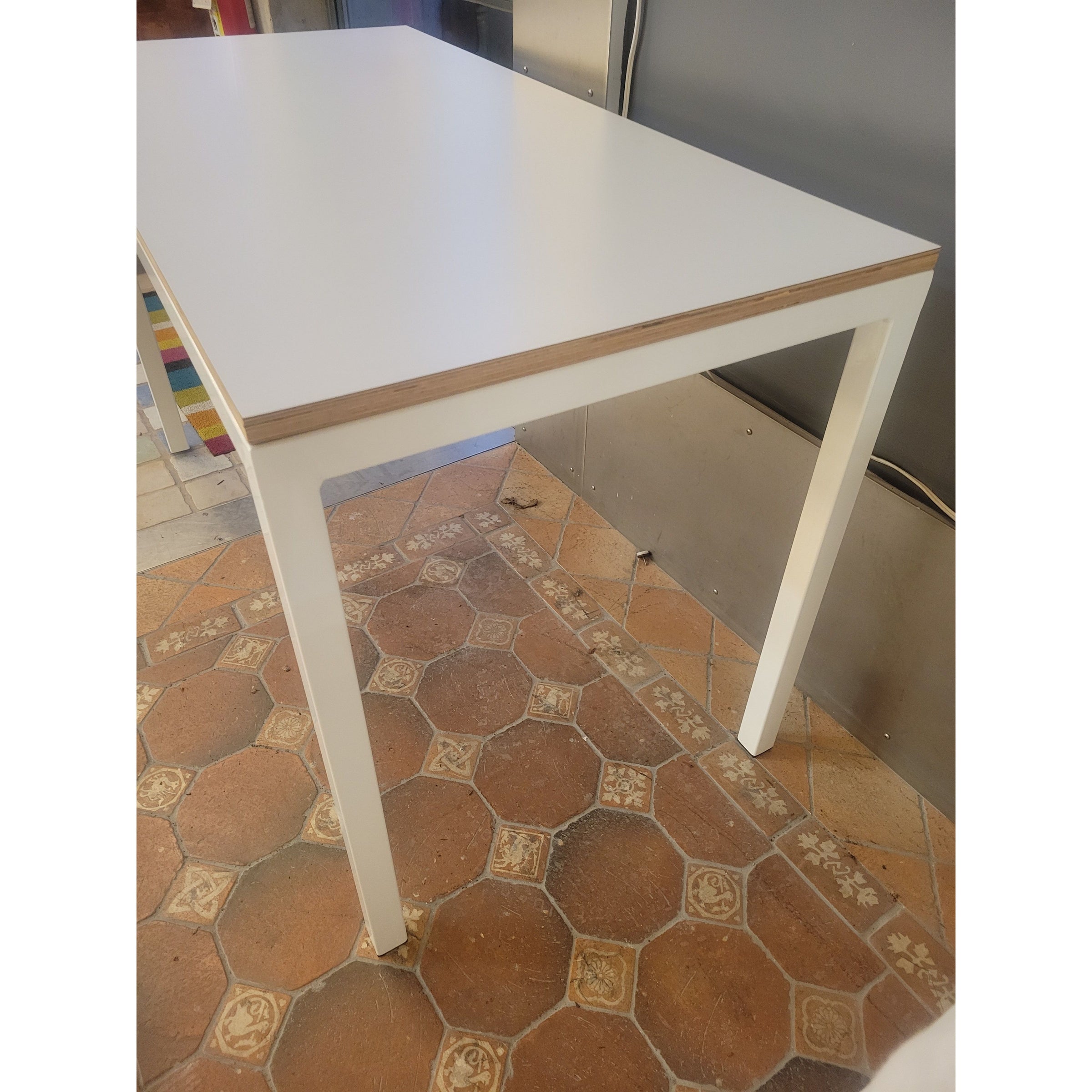 White Metal Parsons Desk w/ Wood Top by R&B