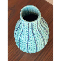 Small Blue Dimpled Ceramic Vase