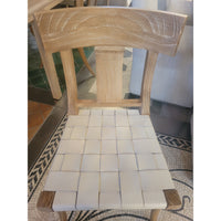 SET of 6 'Sussex' Driftwood Dining Chairs w/ White Leather Seats by Oly