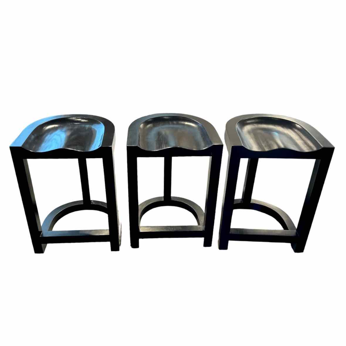 Set of Three  Black Bar Stools by Noir