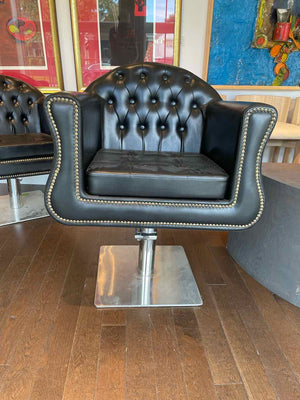 Chesterfield Leather & Nailheads Adjustable Salon Styling Chair on Metal Base
