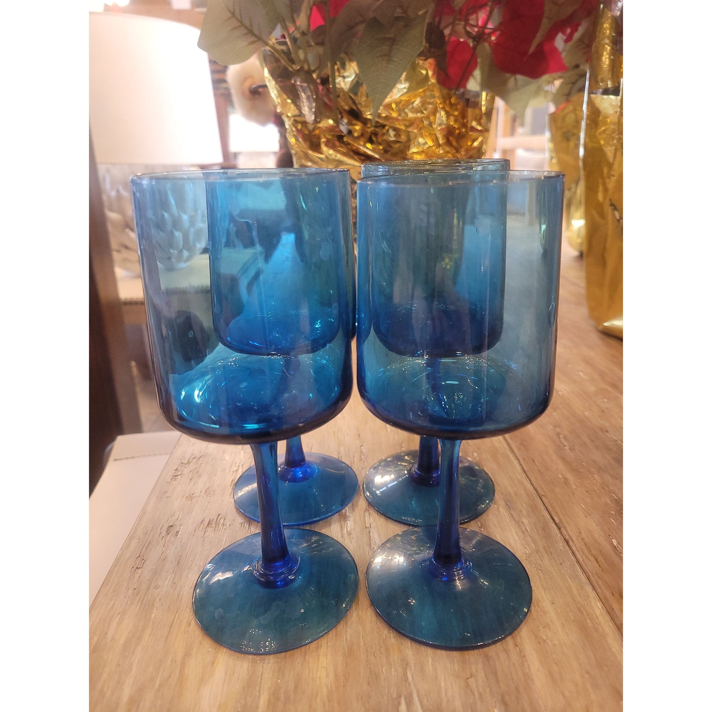 Set of 8 Blue Wine Glasses