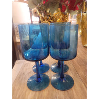 Set of 8 Blue Wine Glasses