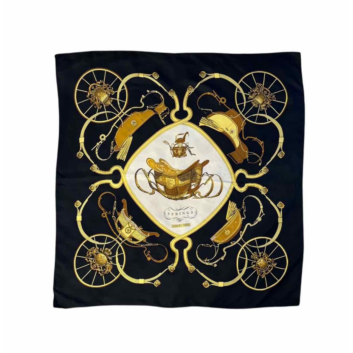 Women's Hermes Black/Gold Scarf