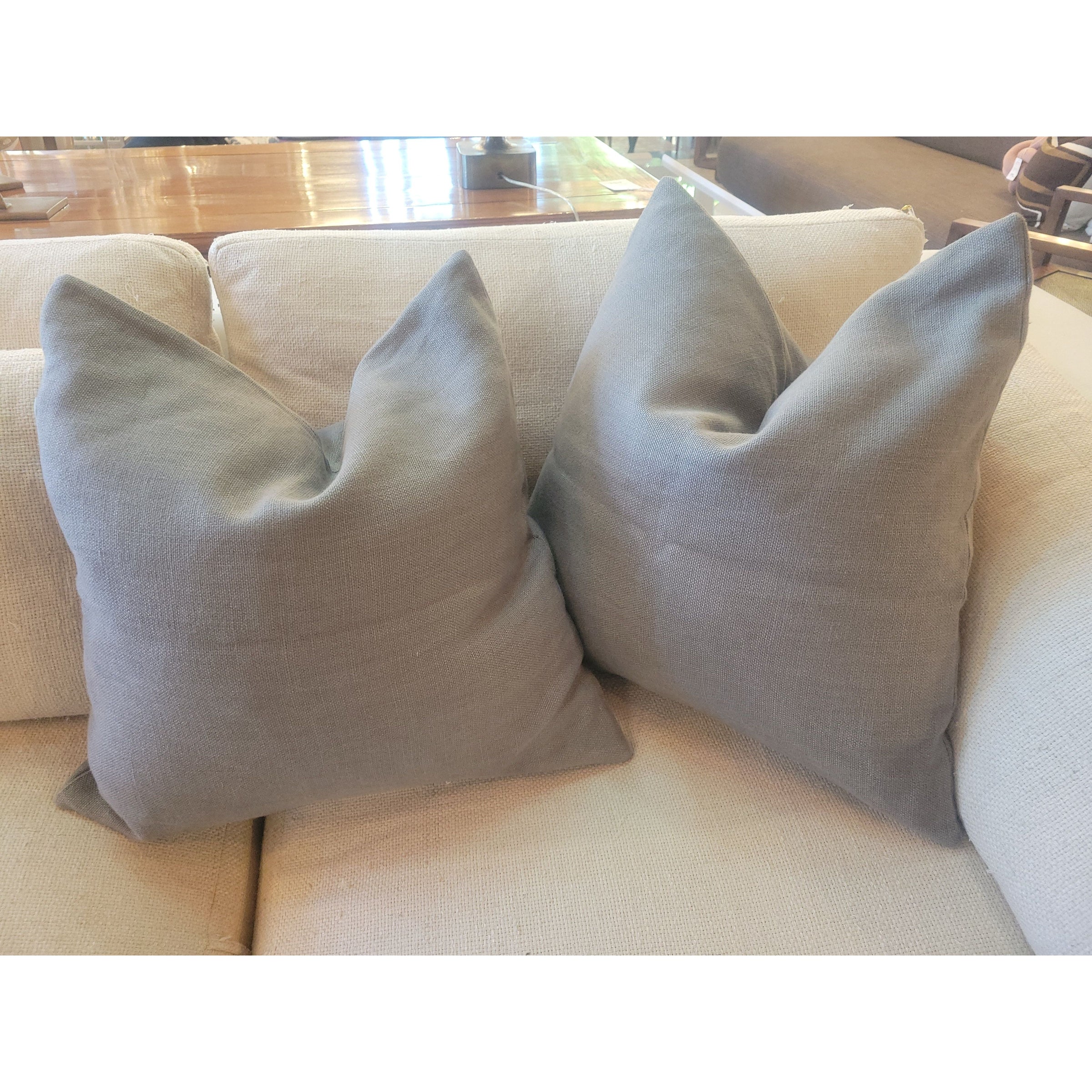 PAIR of Gray Pillows w/ Down Inserts