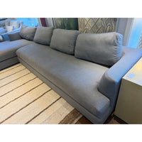 Custom Blue Perf. Linen Left Chaise Sectional (AS IS)