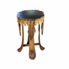 Carved Palm Frond Wood Side Table