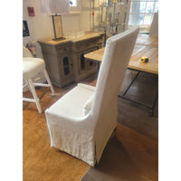 PAIR of Belgian Slipcover Highback Dining Chairs on Casters by RH (AS IS) - colletteconsignment.com