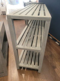 Gray Wood Console Table w/ 2 Shelves