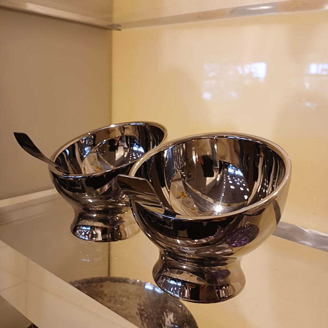 Boxed Set of Two Stainless  Ice Cream Bowls, 10"Lx6"Dx4"H