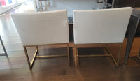 SET of 6 Emery Linen Track Arm Chairs on Brass Bases by RH (AS IS)
