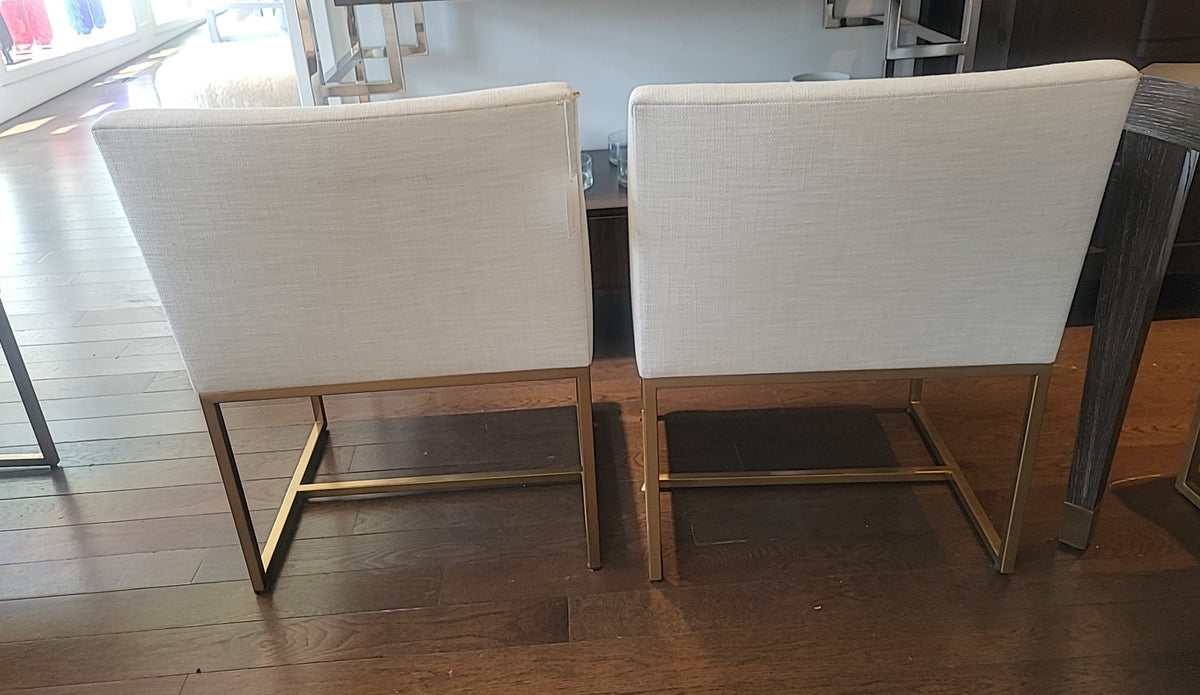 SET of 6 Emery Linen Track Arm Chairs on Brass Bases by RH (AS IS)