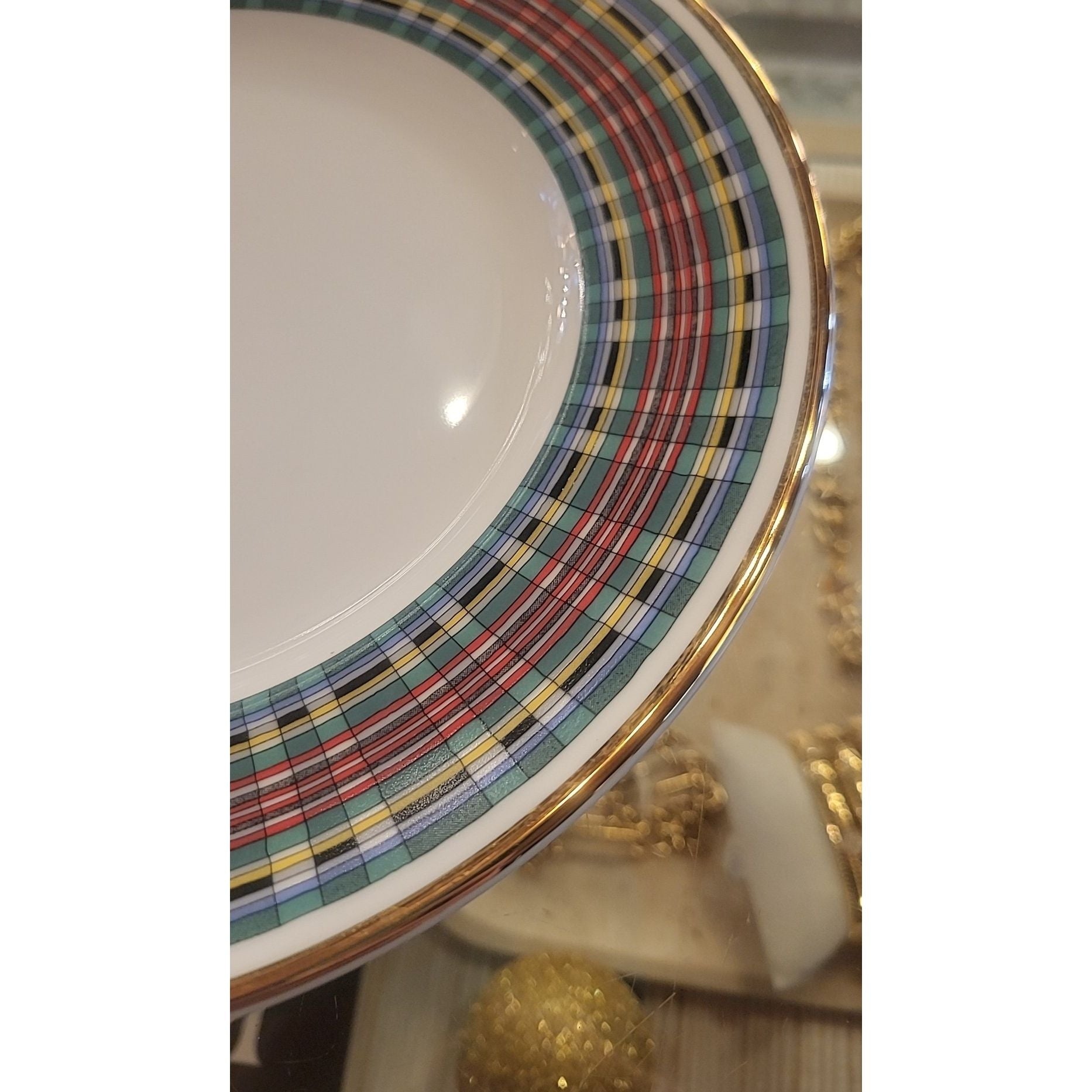 Tartan Glazed Ceramic Plate