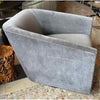 PAIR of Custom Gray Velvet & Black Oak Swivel Chairs