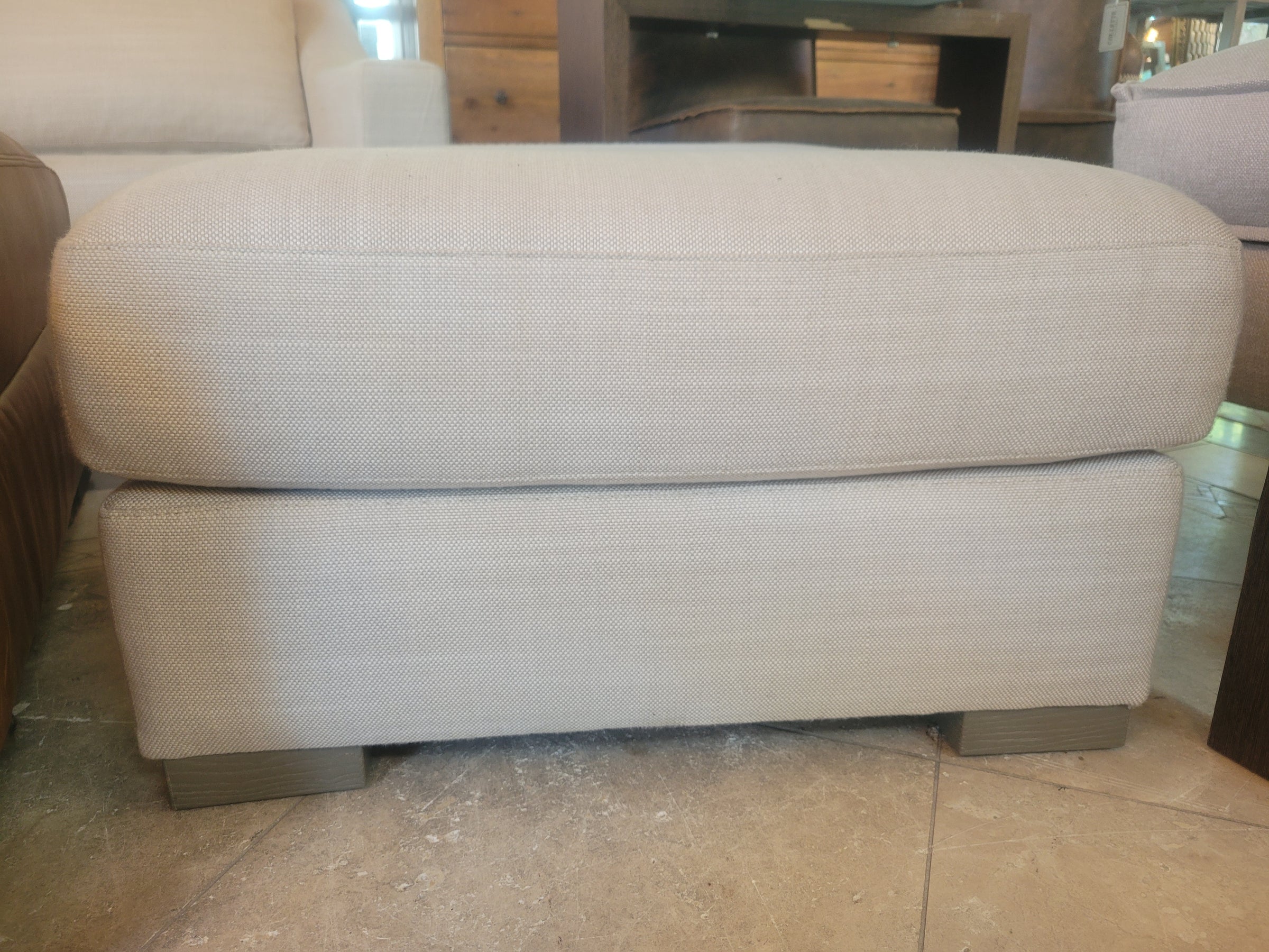 9-ft Belgian Linen Classic Slope Sofa w/ Ottoman by RH