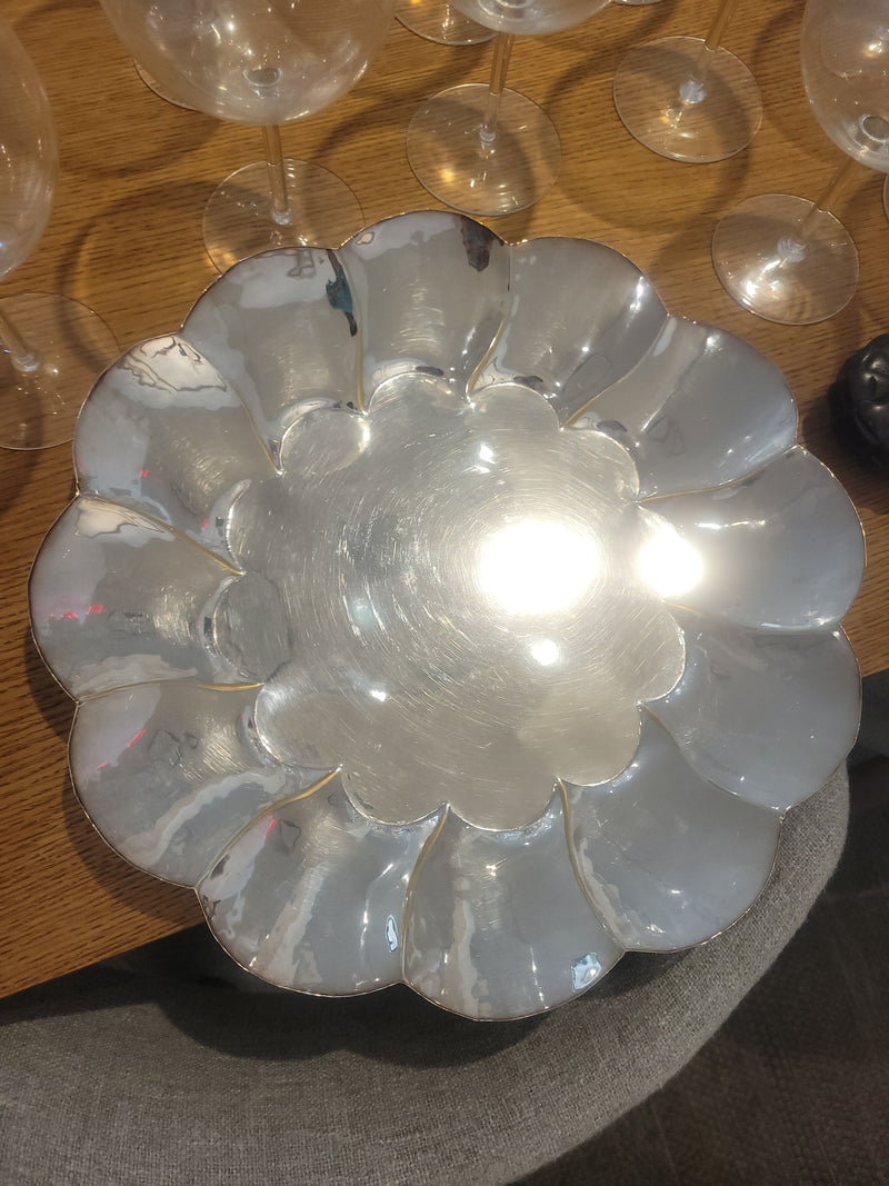 Large Scalloped Edge Silver Plated Platter