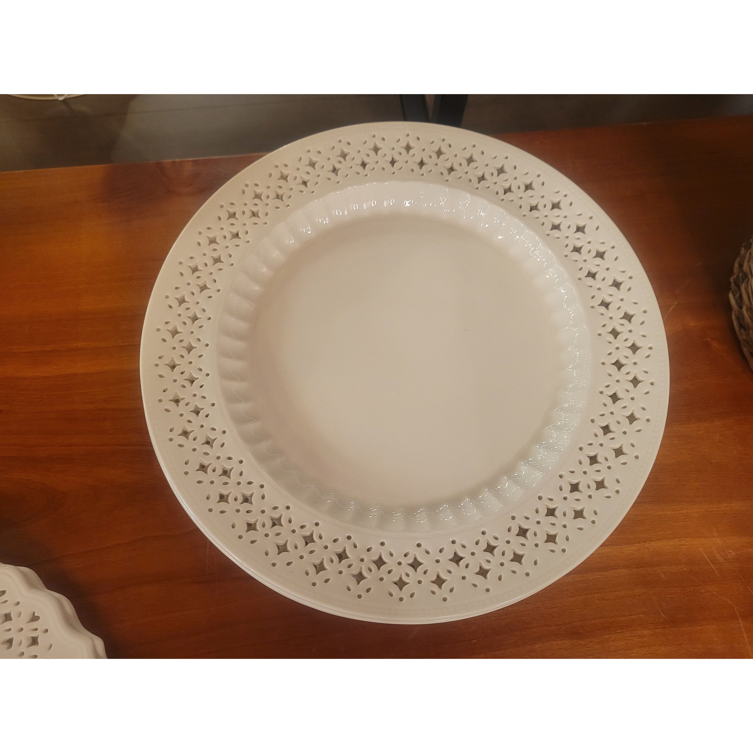 SET of 8 Pierced Porcelain Dinner Plates by Hartley Greens