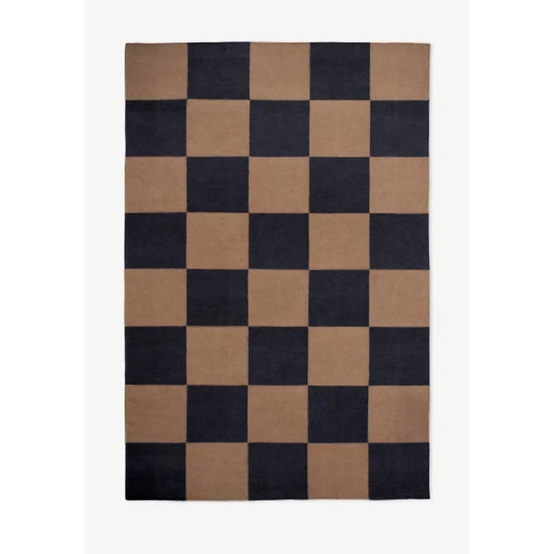 Squares Tobacco Rug w/ New Zealand Wool by Nordic Knots