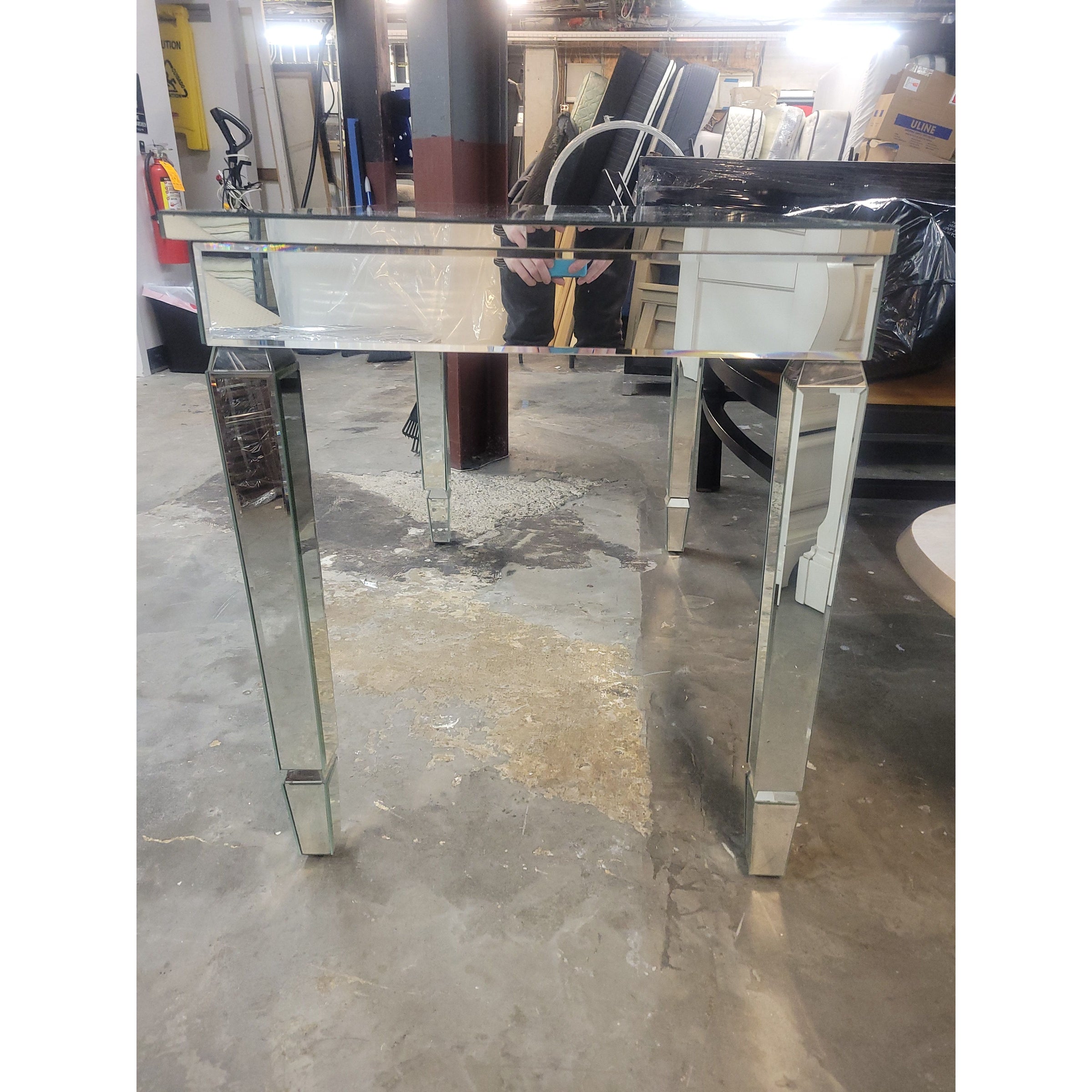 Mirrored Vanity w/ Tabletop Drawers & Folding Mirror (AS IS) - colletteconsignment.com