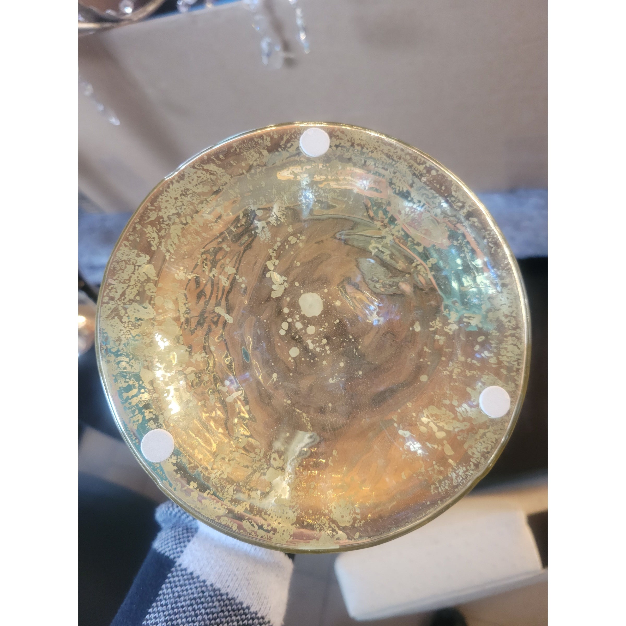 Gold Mercury Glass Pillar Candle Stick