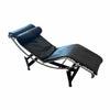 Black Leather & Chrome Cassina LC4 Chaise Lounge w/ Base