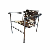 Le Corbusier Style Cow Hide Chair 23"W x 24.5"D x 25"H