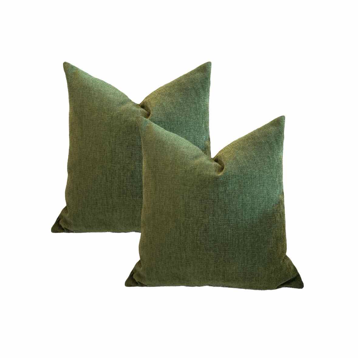 PAIR of Custom Forest Green Velvet Pillows