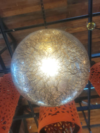 Gold Mottled Clear Glass Sphere Pendant by John Salibello