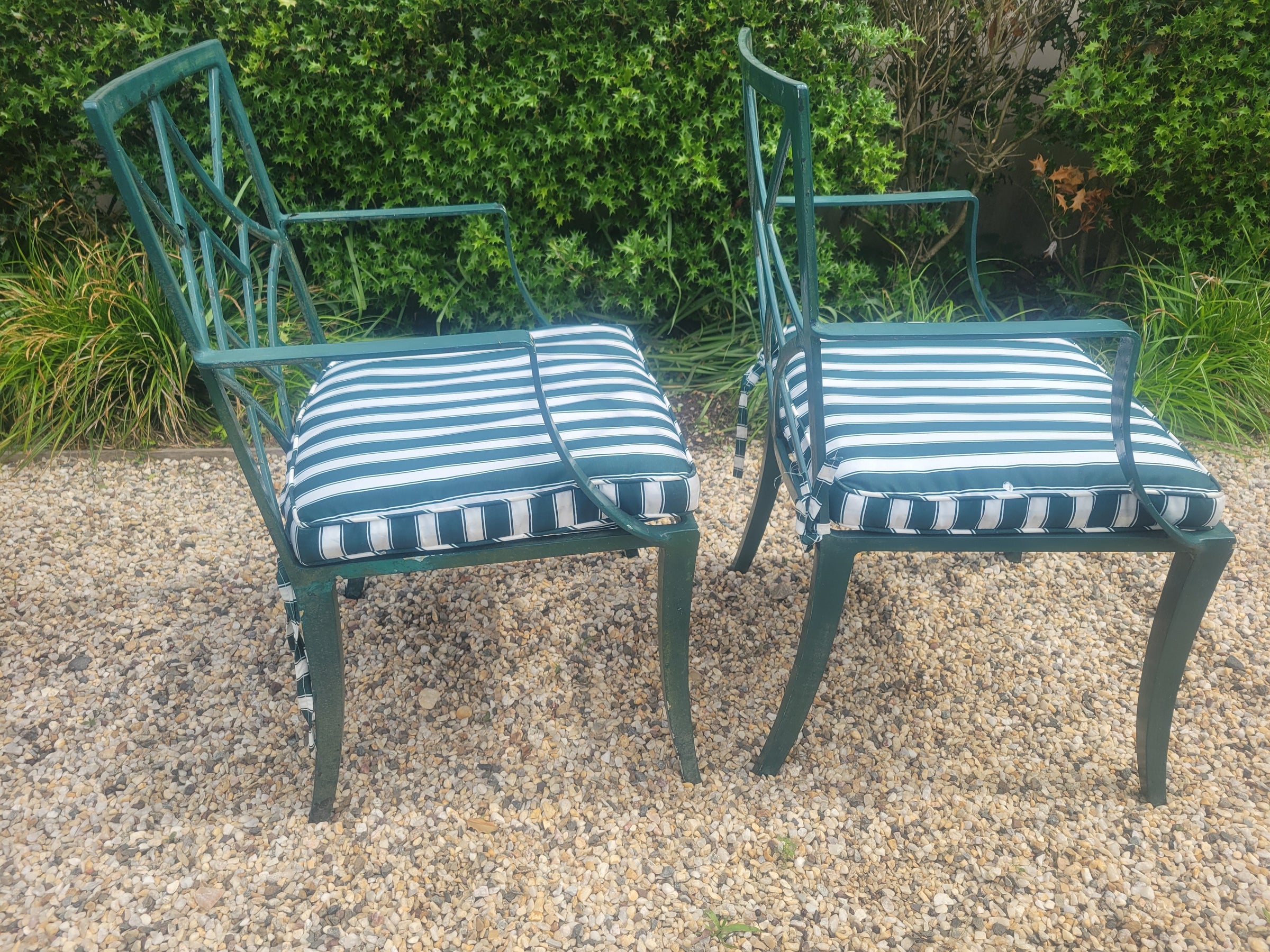 SET of Vintage Painted Iron Dining Table, 2 Arm Chairs, 4 Side Chairs (AS IS)