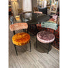 Black Metal Dining Chairs upholsted w/ JAB Candy Colored Crushed Velvet