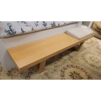 Natural Wood Bench w/ White Leather Cushion