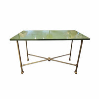 Custom KRB Brass Console Table w/ Green Lacquer Top by Lacquer Co. (AS IS)