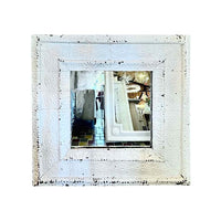 Square White Tin Mirror