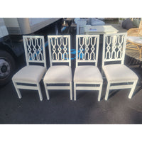 SET of 4 Blonde Wood Lattice Folding Chairs