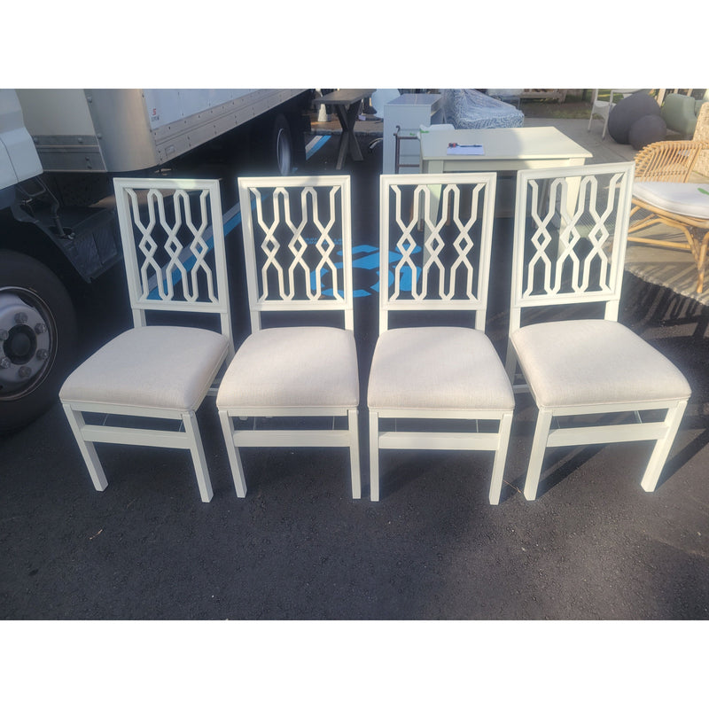 SET of 4 Blonde Wood Lattice Folding Chairs - colletteconsignment.com