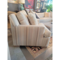 Custom Striped Mint Green & Tan Linen Lounge Chair by Jack Fhillips