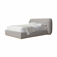 King-Sized Dove Performance Textured Tweed Bed on Oak Base
