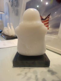 'Seated Girl IV' White Alabaster Sculpture on Marble Base by Robert L. Hooke