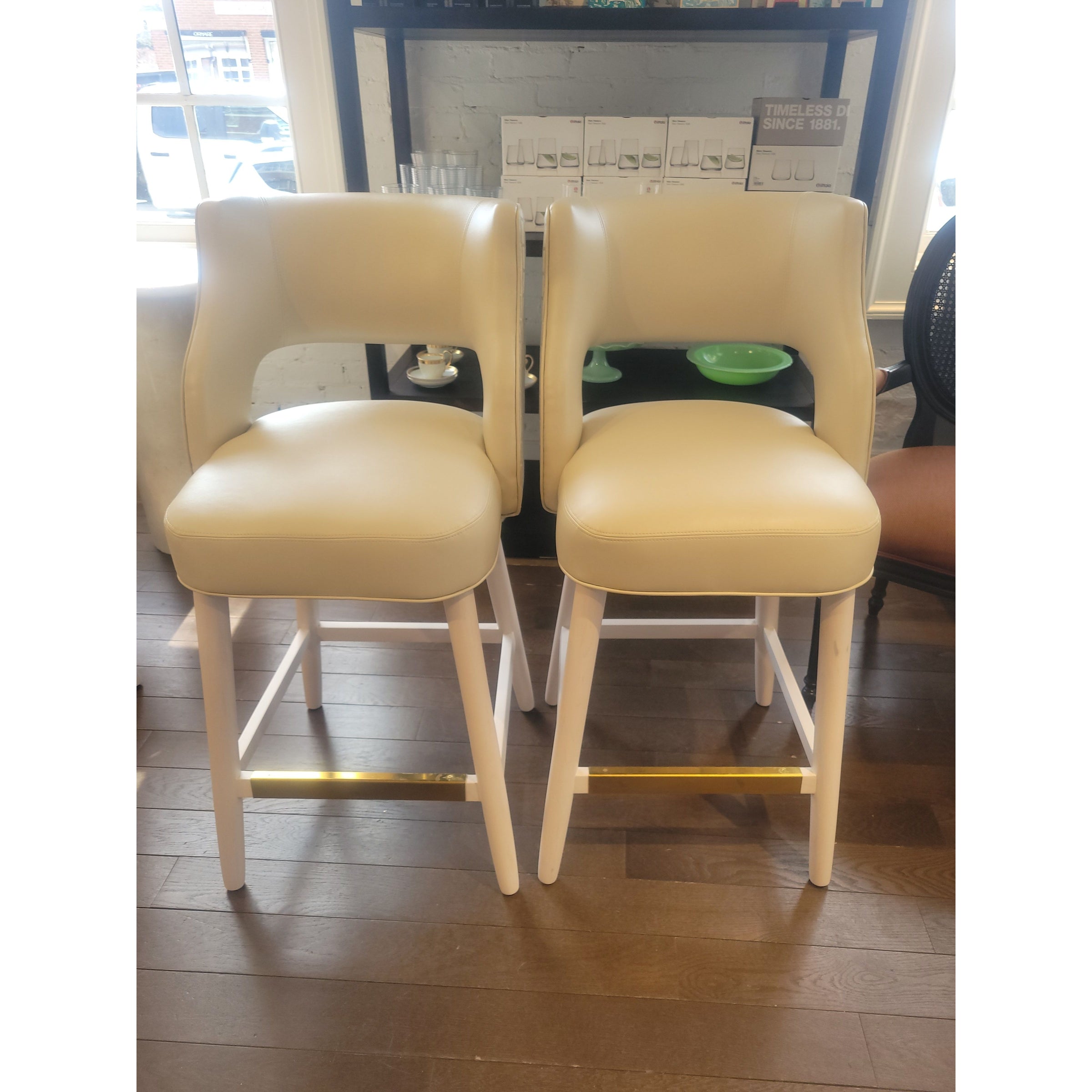 SET of 4 Custom 'Beccacino' Leather Counter Stools by Tailored Home