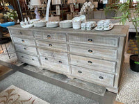 Gray Pine Wood 11-Drawer Burns Sideboard by Jana Ward