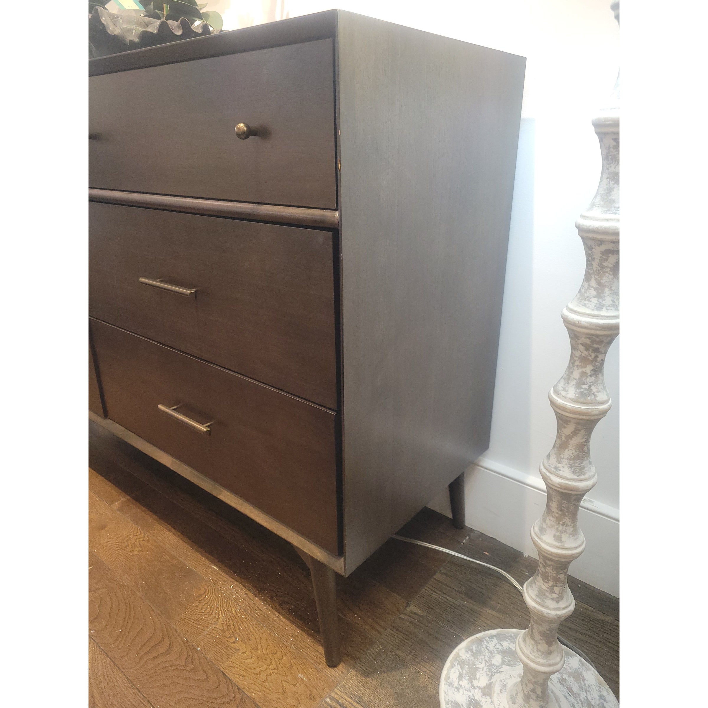 6-Drawer Walnut Dresser w/ Brassed Metal Pulls