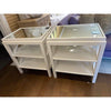 Pair of White Wood Mecox Gardens Side Tables w/ Mirror Tops - AS IS